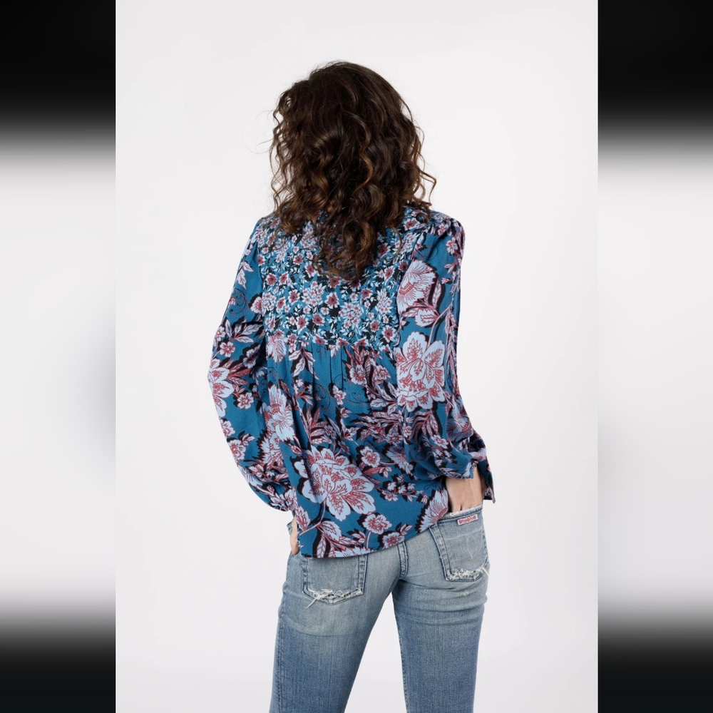 Band Of The Free Josie Mixed Print Long Sleeve Top - Picture 4 of 8